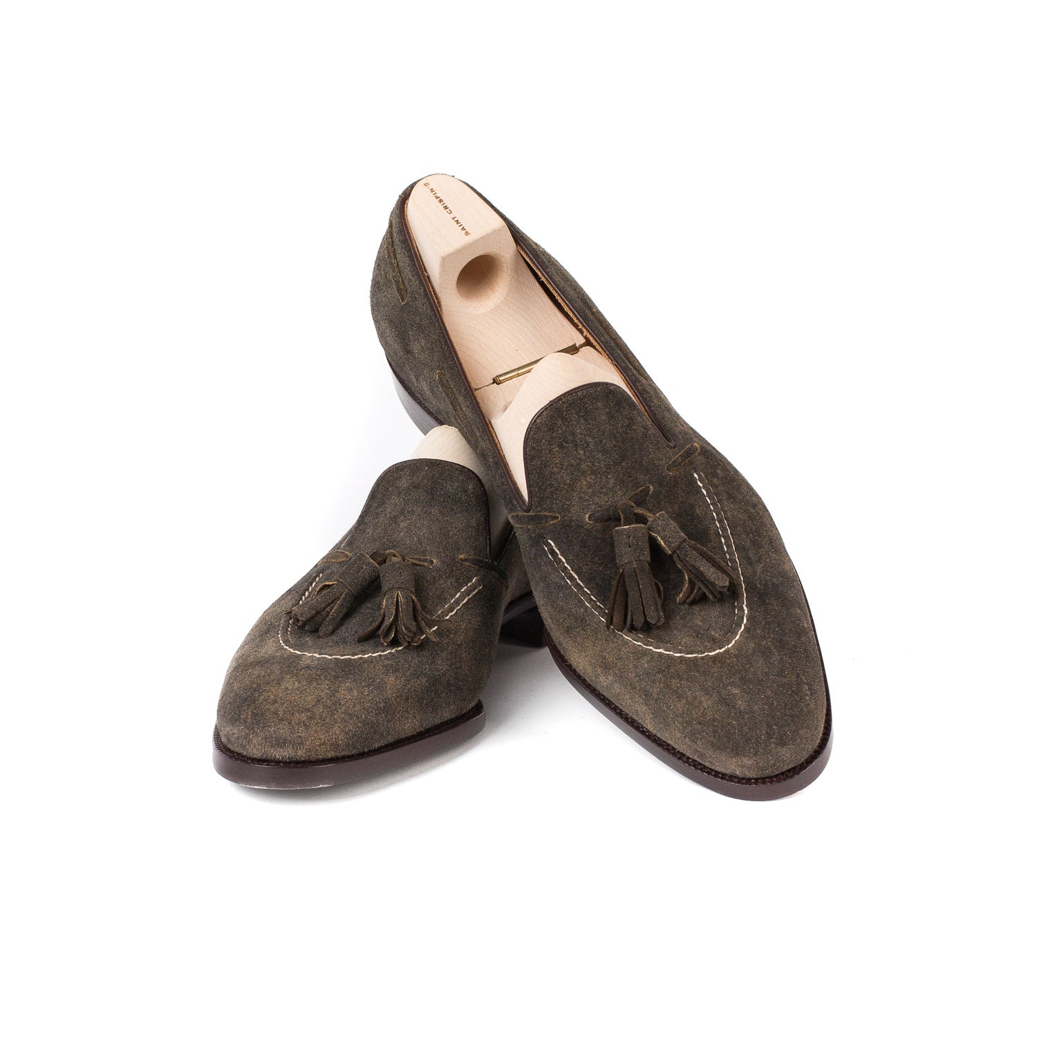 Tassel-Loafer "Short-Vamp" aus waldbraunem Hirschleder "Vintage Deer Suede" - reine Handarbeit